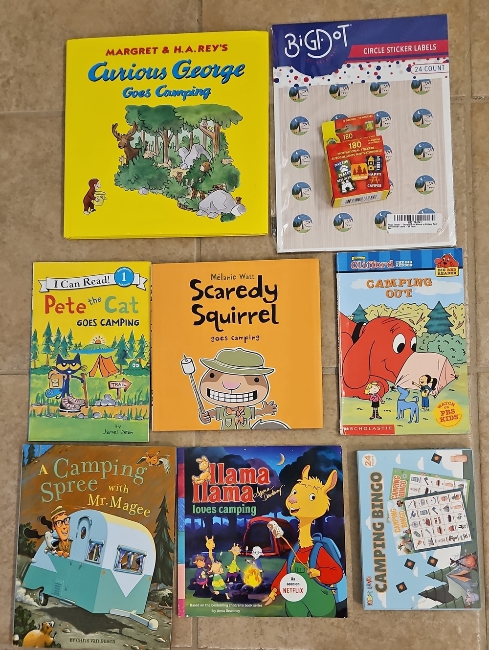 Children's Camping Book Bundle + Camping Stickers & Bingo